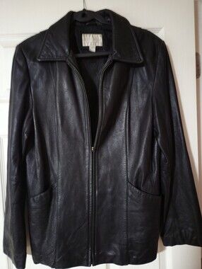 Worthington Black Lambskin Leather Jacket Label